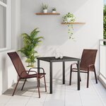 vidaXL Ensemble de salle à manger de jardin en 3 pièces Marron Textilene et Acier