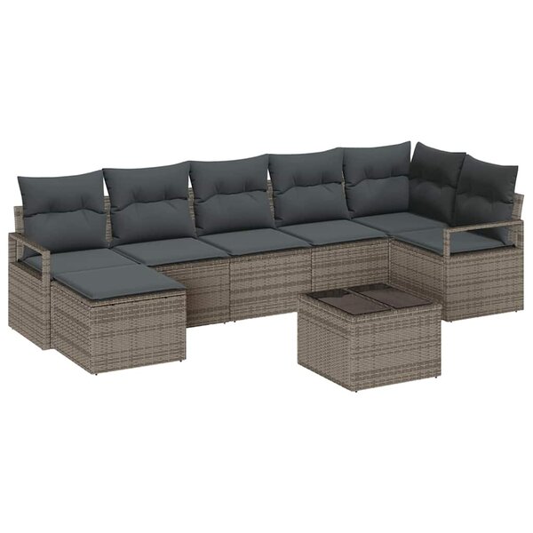 vidaXL Ensemble de canapé de jardin 8 Pièces Gris Poly rotin