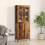 vidaXL Haut Armoire Montage mural 2 Pièces Bois ancien 69 5 x 34 x 180 cm