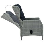 vidaXL Chaise inclinable de jardin tabouret Résine tressée Gris clair