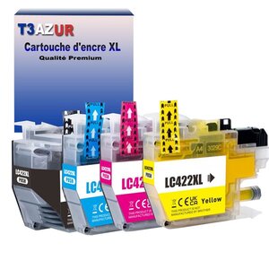 T3AZUR- Lot de 4 Cartouches compatibles avec Brother LC422 XL pour Brother MFC-J5340DW MFC-J5340DWE MFC-J5345DW
