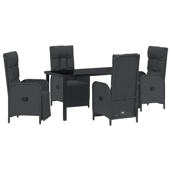 vidaXL Ensemble de salle à manger pour jardin 5 Pièces Noir polyrotin
