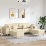 Sofa en tissu avec coussin 3 Pièces Crème 208 cm tissu