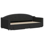 vidaXL Lit de jour avec gigogne et tiroirs sans matelas noir 80x200 cm
