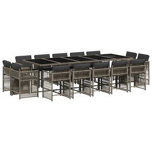 vidaXL Ensemble à manger de jardin 15 Pièces coussins gris résine tressée