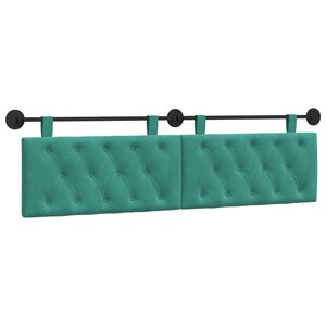 vidaXL Tête de lit suspendue Turquoise Velours