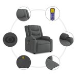 vidaXL Fauteuil inclinable de massage électrique Gris foncé Tissu