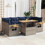 vidaXL Salon de jardin avec coussins 7 Pièces gris résine tressée