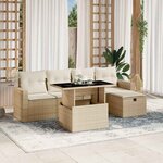 vidaXL Salon de jardin avec coussins 6 Pièces beige résine tressée