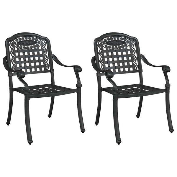 vidaXL Chaises de jardin - Pack de 2  aluminium coulé noir