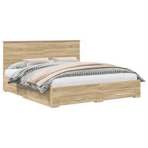 vidaXL Cadre de lit Chêne Sonoma 200 x 200 cm Bois d'ingénierie