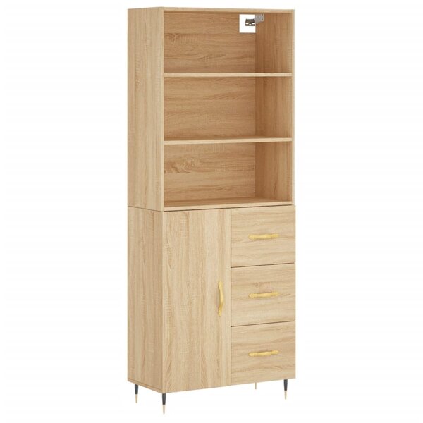 vidaXL Buffet haut Chêne sonoma 69 5x34x180 cm Bois d'ingénierie