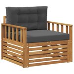 vidaXL Canapé d’extérieur Bois d'acacia massif et polyester