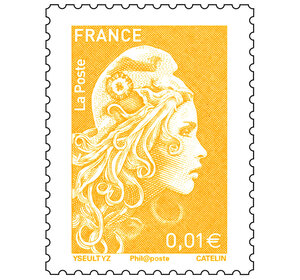 Timbre Marianne l'engagée - Complément affranchissement 0,01€ - Jaune