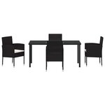 vidaXL Ensemble de salle à manger pour jardin 5 Pièces Noir Poly rotin