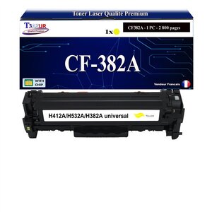 T3AZUR -Toner compatible avec CF382A 312X pour HP LaserJet Pro 400 color MFP M476dn M476dw M476nw - Jaune