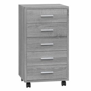 vidaXL Armoire à tiroirs avec roulettes Sonoma gris Bois d'ingénierie