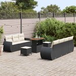 vidaXL Ensemble de canapé de jardin 10 Pièces Noir et Crème polyrotin