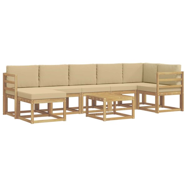 vidaXL Ensemble de canapés d'extérieur 8 pc Blanc et Beige Polyester