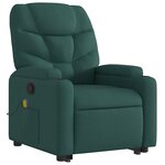 vidaXL Fauteuil inclinable de massage Vert foncé Tissu