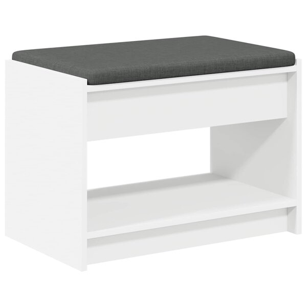 vidaXL Banc d'entrée Blanc 63 x 38 x 45 cm Bois Ingénierie et Tissu