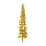 vidaXL Demi sapin de Noël artificiel mince avec support Doré 240 cm