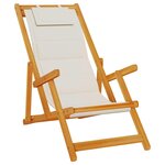 vidaXL Pack de 2 chaises de plage pliantes - Grises  en bois d'acacia et textilène