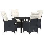 vidaXL Ensemble de salle à manger pour jardin 5 Pièces Noir Poly rotin