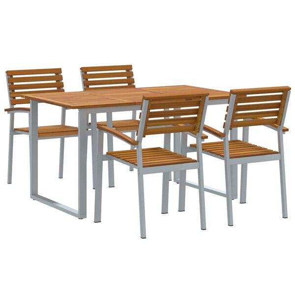 vidaXL Ensemble de salle à manger pour jardin 5 Pièces Gris et marron