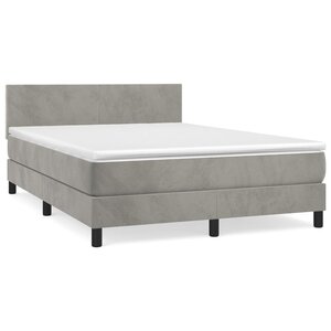 vidaXL Sommier à lattes de lit et matelas Gris clair 140x200cm Velours