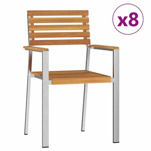 vidaXL Chaise de jardin 8 pc Bois d'acacia massif et acier inoxydable