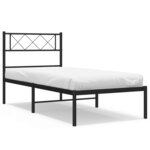 vidaXL Cadre de lit métal avec tête de lit noir 107x203 cm