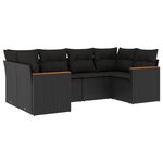 vidaXL Salon de jardin 6 Pièces avec coussins noir résine tressée