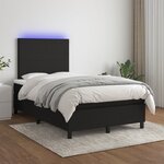 vidaXL Sommier à lattes de lit matelas et LED noir 120x190 cm tissu