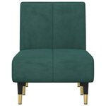 vidaXL Chaise longue vert foncé velours