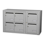 Bloc collectif Leabox 3x2 grade 3 simple face intérieur fixation murale gris clair ral 7035 finition brillante