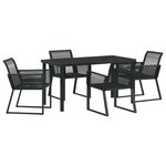 vidaXL Ensemble de salle à manger pour jardin 5 Pièces Noir Poly rotin