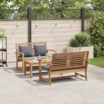 Ensemble de canapé de jardin 3 Pièces Naturel Bois de teck solide