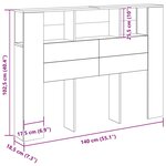 vidaXL Cabinet de Tête de Lit Chêne noir 140 x 19 x 104 5 cm