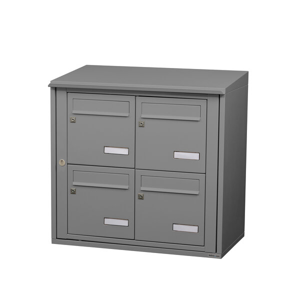Bloc collectif Leabox  2x2  grade 3  simple face  extérieur  fixation murale  gris poussière ral 7037 finition brillante