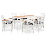 vidaXL Salon de jardin 7 Pièces Résine tressée Blanc