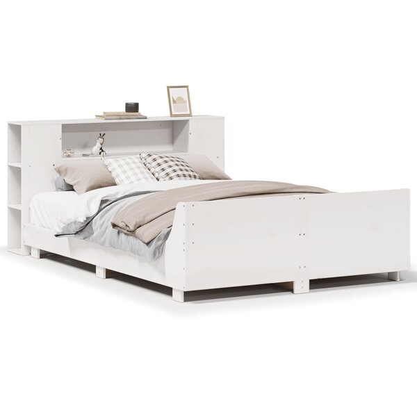 vidaXL Cadre de lit sans matelas blanc 120x190 cm bois de pin massif