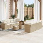 vidaXL Ensemble de canapé de jardin 11 Pièces Beige polyrotin
