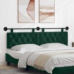 vidaXL Tête de lit suspendue Avec lumière LED Vert foncé Velours