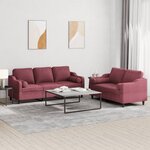 vidaXL Ensemble de canapés 2 Pièces avec coussins rouge bordeaux tissu