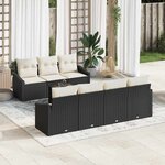 vidaXL Ensemble de canapé de jardin 8 Pièces Noir  Crème 55 x 55 x 37 cm