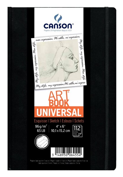 Bloc 224 pages Croquis ARTBOOK UNIVERSAL 102 x 152 mm 96g Noir CANSON