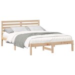 vidaXL Cadre de lit avec tête de lit Marron 135 x 190 cm Pin massif