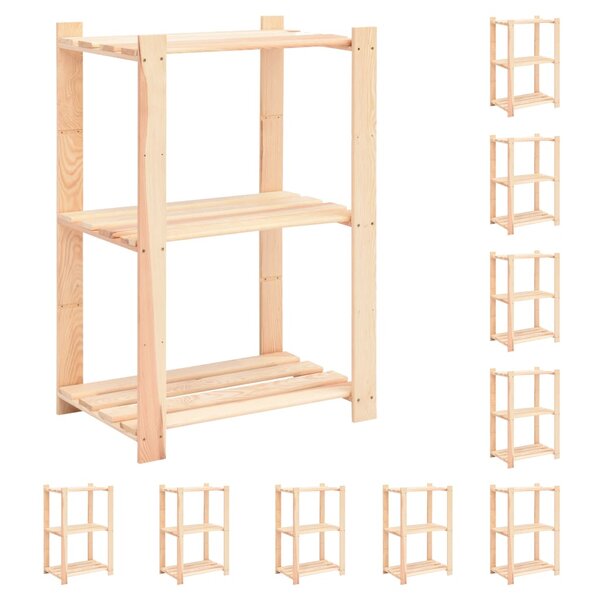 vidaXL Étagères de rangement à 3 niveaux 10 Pièces 60x38x90 cm Pin 150 kg