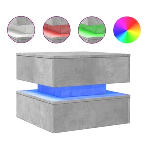 vidaXL Table basse avec lumières LED gris béton 50x50x40 cm